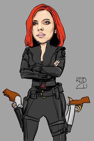 Cartoon Scarlett Johansson caricature